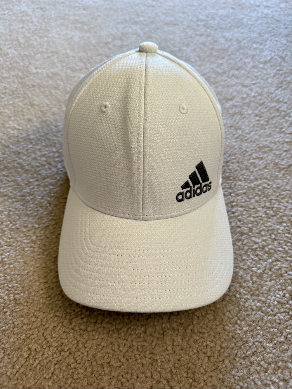 Adidas Mens White Baseball Hat with Black Logo